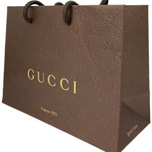Gucci Firenze 1921 Small Brown Shopping Bag 2-Pack w/ Textured GG Pattern