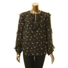 LAUREN RALPH LAUREN Women’s Floral Print Ruffled Keyhole Blouse Shirt Top TEDO