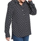 TOMMY HILFIGER Women’s Printed Shirttail-hem Button Down Shirt Top TEDO